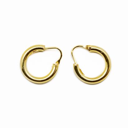 Pair of small hoop earrings in 18 K (750/1000)...