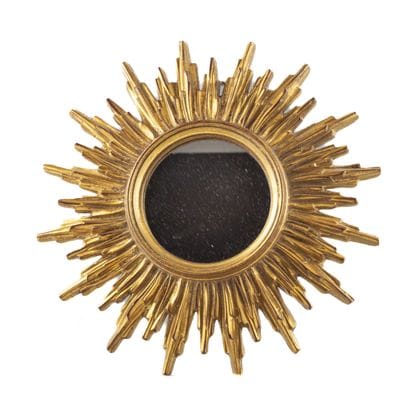 Sun-shaped mirror made of gilded stucco 
Diameter:...