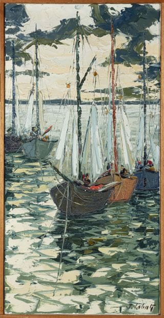 ECOLE FRANCAISE XXe
Bateaux sur mer
Huile...