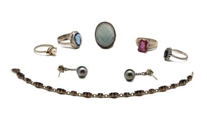 Ensemble dépareillé de bijoux en argent (925),...