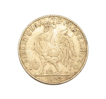 Pièce de 10 francs or au coq datée 1899
Poids....