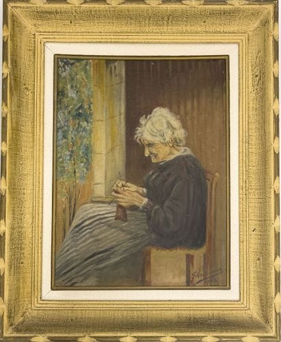 ECOLE MODERNE du XXe 
Portrait d'une vieille...