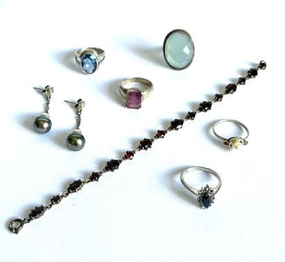 Ensemble dépareillé de bijoux en argent (925),...