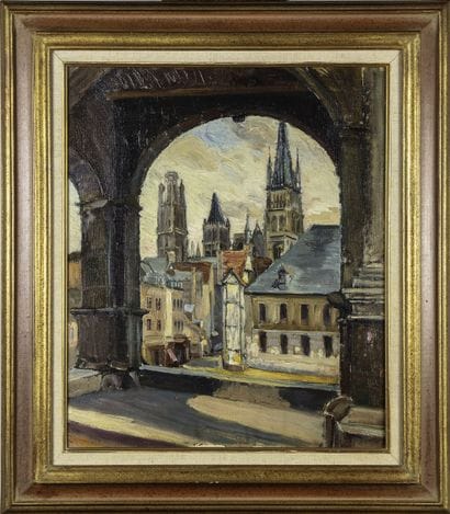 ECOLE NORMANDE du XIXème siècle
Vue de Rouen
Huile...
