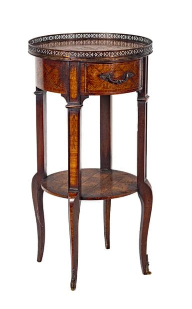Small round bedside table in marquetry with...