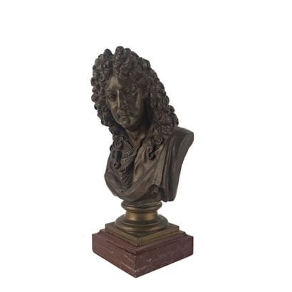 Buste de Jean Racine 
Épreuve en bronze 
Marqué...