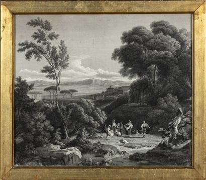 3 gravures en grisaille comprenant : 
-D'après...