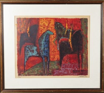 Wolf REUTHER (1917-2004),
Cavaliers
Lithographie...