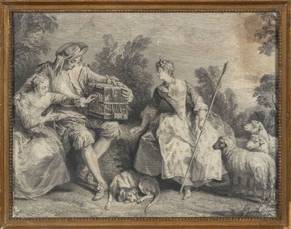 3 gravures en grisaille comprenant : 
-D'après...