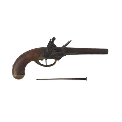 Pistolet de cavalerie à silex en bois et...