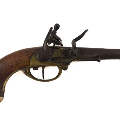 Pistolet de cavalerie à silex en bois et...
