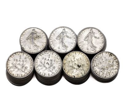 FRANCE 
Important lot de 102 pièces de 1...