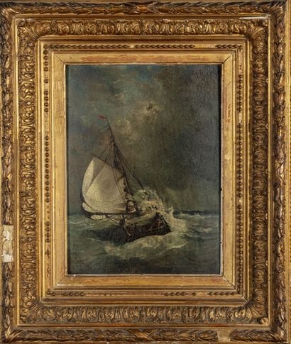 ECOLE FRANCAISE DU XIXe
Bateau dans la tempête
Huile...