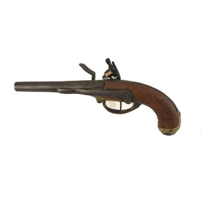 Pistolet de cavalerie à silex en bois et...