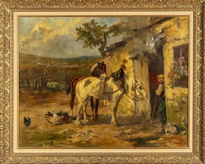 Léon-Georges CALVES (1848-1923)
Les chevaux...