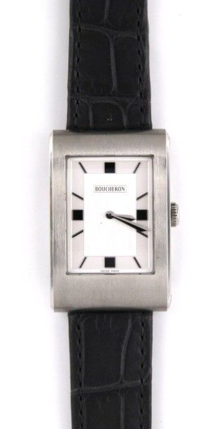 BOUCHERON Montre d'homme en acier.