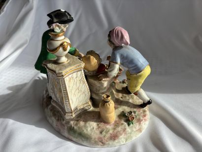 MEISSEN. 
Polychrome hard porcelain group...