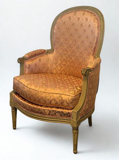 Pair of Louis XVI period bergères with rounded...