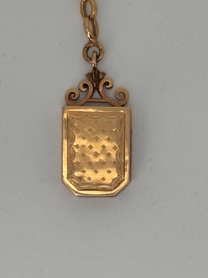 Gold chain holding a reliquary locket or...