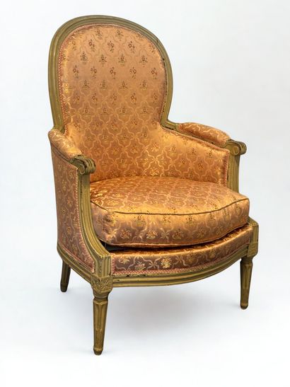 Pair of Louis XVI period bergères with rounded...