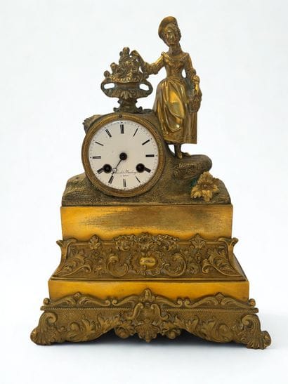 Romantic-period jardinière clock circa 1820-1830...