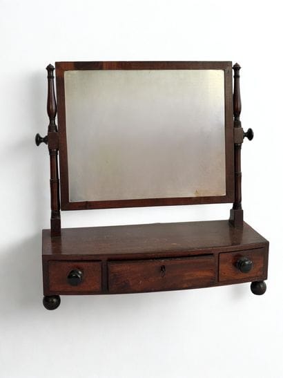 Mahogany-stained wood table psyche (small...