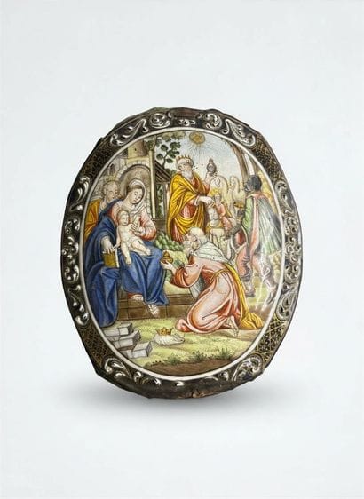 17th century Limoges enamel oval plate depicting...