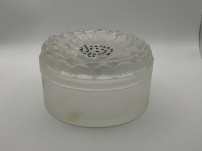 LALIQUE. 
Moulded pressed glass toilet box....