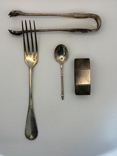 Small French silver lot, Minerve hallmark,...