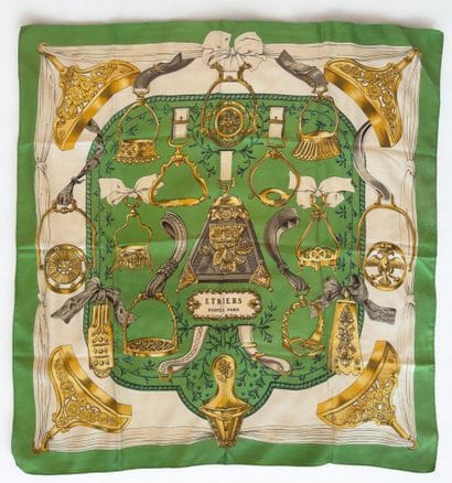 HERMES PARIS, 
Square in printed silk twill,...