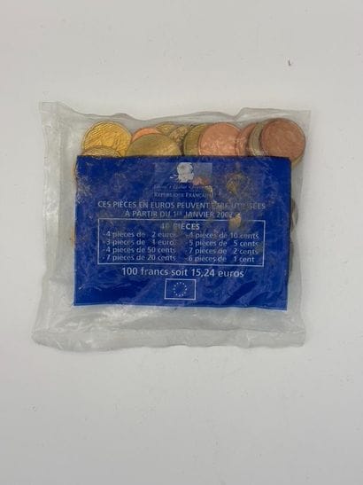 Bag of euro coins, issued in 2001 for the...