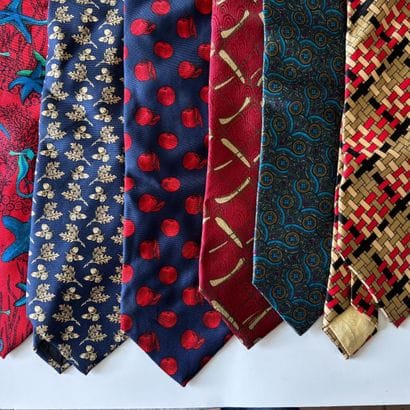 YVES SAINT-LAURENT. 

Five silk ties with...