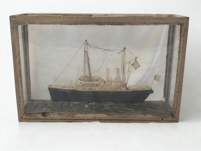 Diorama depicting an ocean liner bearing...