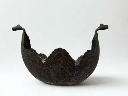 Tin-plated copper Kashkul, decorated with...