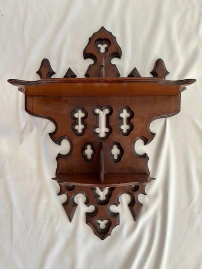 Two wall shelves in molded and carved wood,...