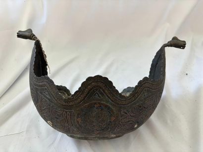 Tin-plated copper Kashkul, decorated with...
