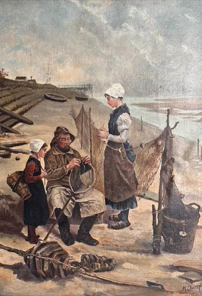 M. THIERRY (20th century)
Repairing the nets
Oil...