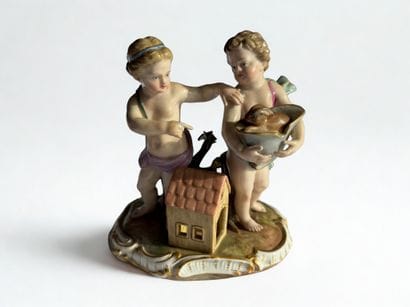 MEISSEN. 
Group depicting two young children,...