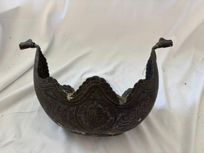 Tin-plated copper Kashkul, decorated with...