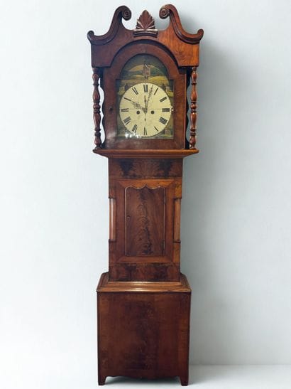 English parquet clock with mahogany veneer...