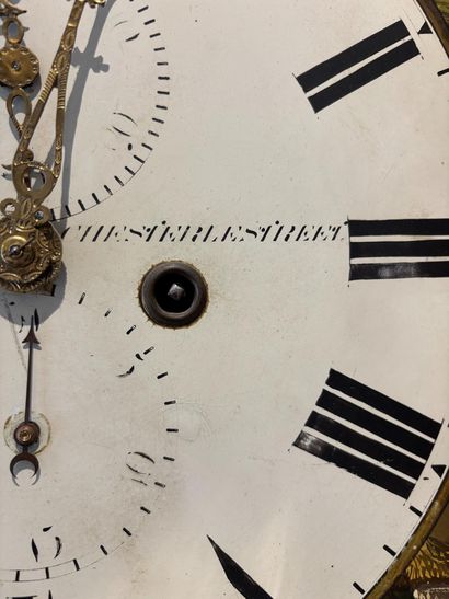 English parquet clock with mahogany veneer...