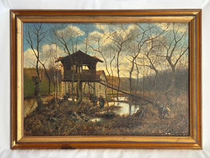 Nineteenth century school.
Cottage at Cassin
Oil...