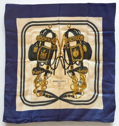 HERMES PARIS, 
Square in printed silk twill,...