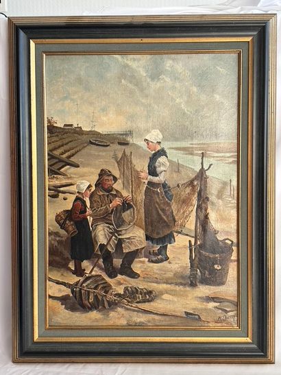 M. THIERRY (20th century)
Repairing the nets
Oil...