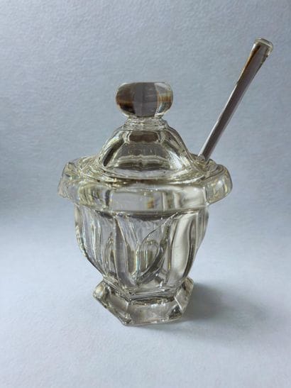 BACCARAT. 
Covered crystal mustard pot and...