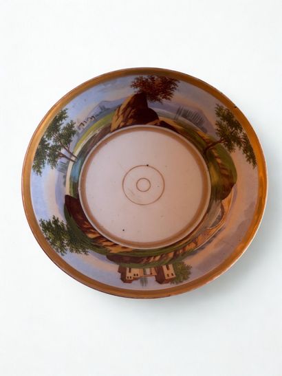 Breakfast cup and saucer in Paris porcelain,...