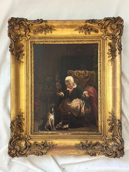 Attributed to Camille Roqueplan. 
Child playing...
