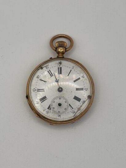 Pocket watch with case in 750-thousandths...