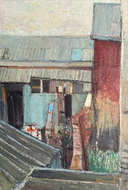 Charles BETREMIEUX (1919-1997).
House courtyard
Oil...