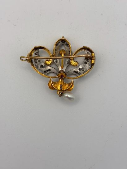 Small gold and silver pendant brooch with...